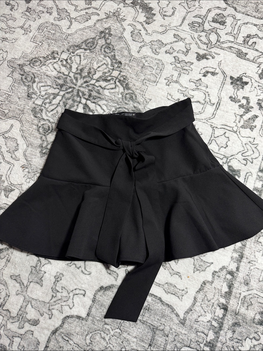 Zara Black Tie-Waist Flared Skort